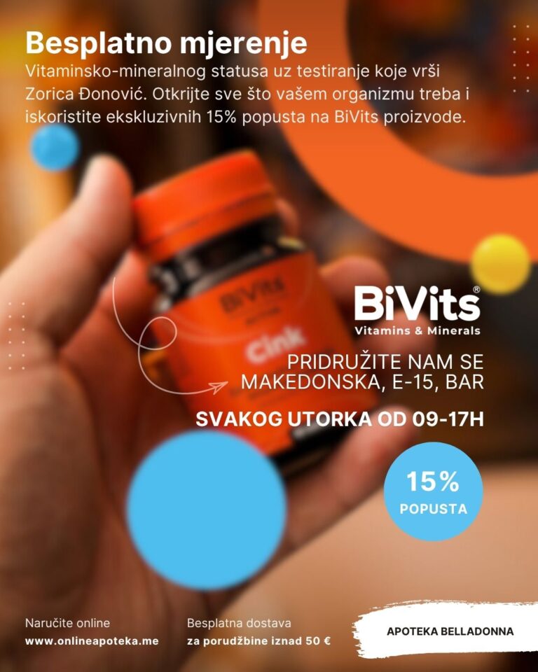 Besplatno mjerenje vitaminsko-mineralnog statusa svakog utorka