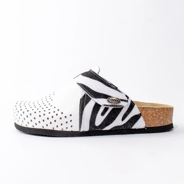 Ženske klompe Komfort - Bijela-zebra Ženske klompe Komfort - Bijela-zebra